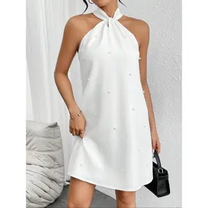 Shiny Beaded Halter Neck Gown