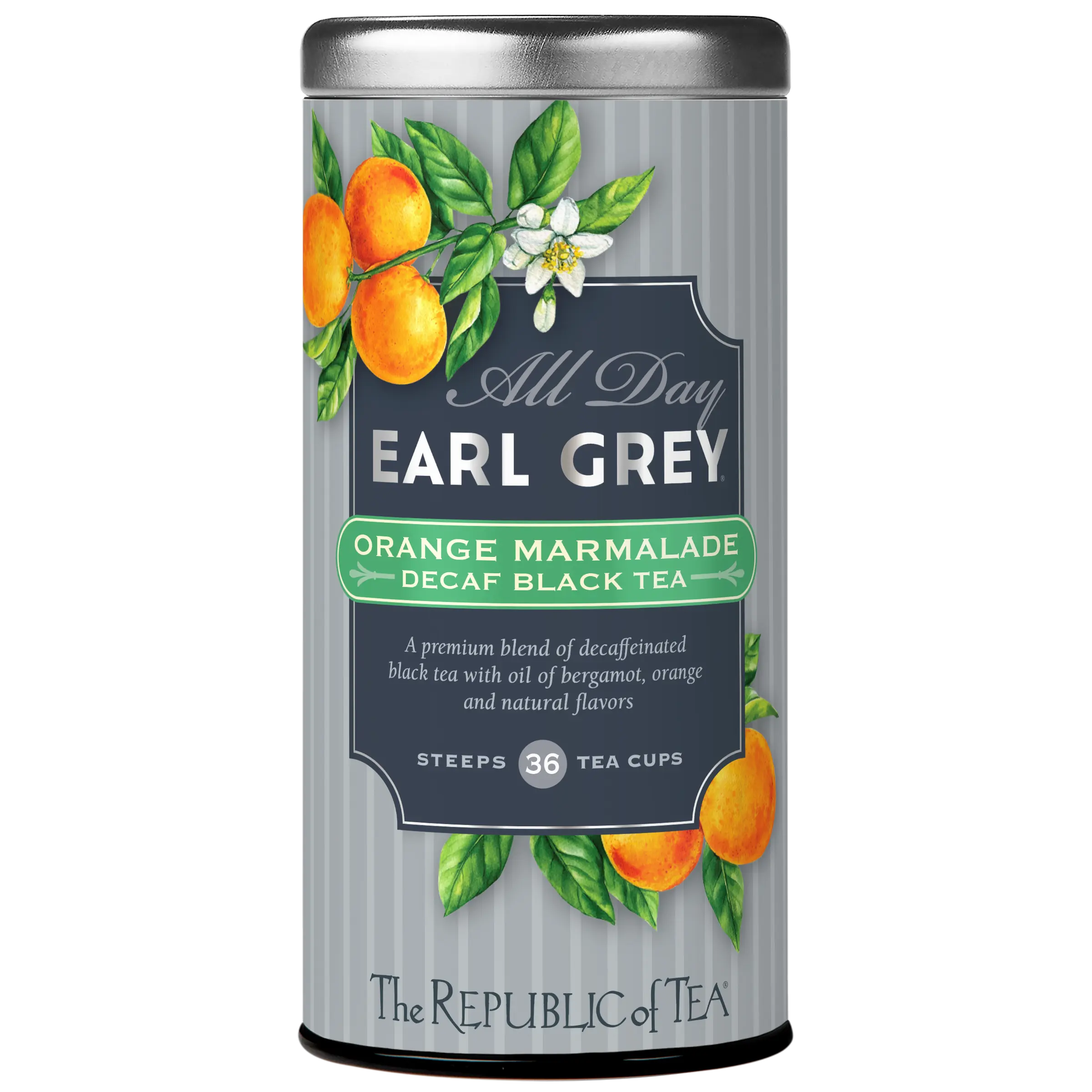The Republic of Tea – All Day Earl Grey Orange Marmalade Decaf Black Tea, Naturally decaffeinated, 36 Tea Bags