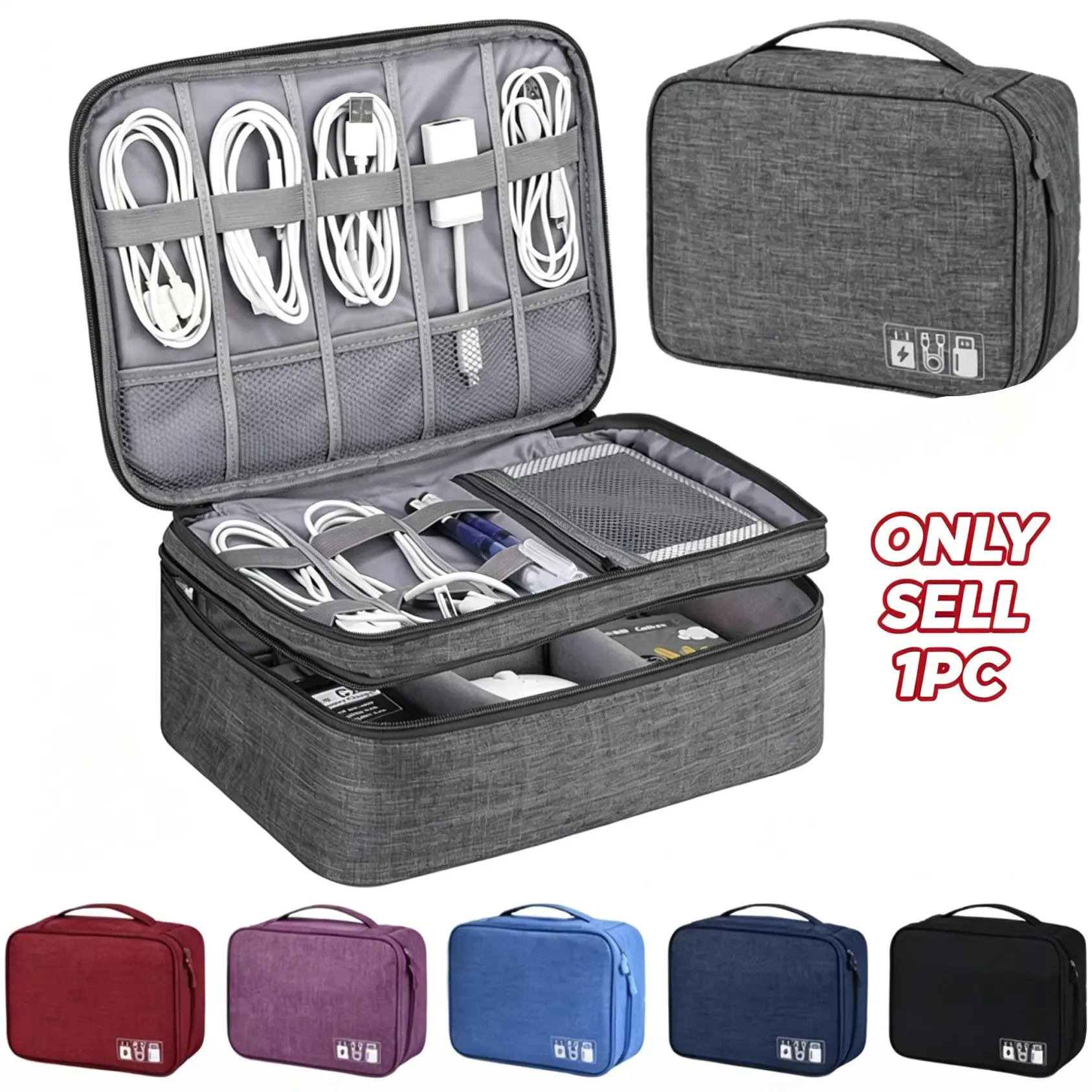 Travel Cable Organizer And Electronic Accessory Bag - a Multifunctional Pocket-Sized Tech Gear Pouch, Ideal for Chargers, Memory Cards, USB Data Cables, Headphones, Etc. - Essential for Travel And Office Use