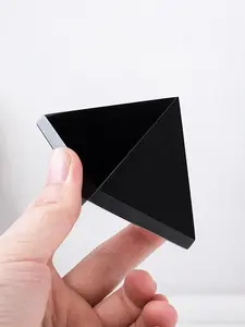 Natural Obsidian Pyramid Crystal Tower Decorative Figurine, Home Office Quartz Ornament, Feng Shui Healing Stone Craft Gift