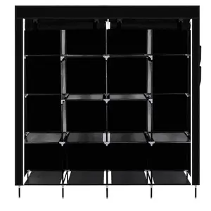 Karl Home Black Portable Wardrobe Rack: 67", 12 Shelves, 4 Side Pockets for Clothes Storage