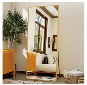 64"x21" Rectangular Full Length Mirror Freestading Full Body Floor Mirror, Gold