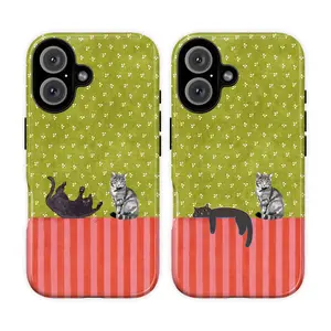 Whimsical Cat Phone Case – Cottagecore Kitty & Nature Pattern Cover with Ladybugs, Flowers & Garden Aesthetic for iPhone 17 16 15 14 13 12 11 Pro Max X XS & Samsung Galaxy S21–S25 Plus Ultra | Cute Vintage Cat Lover Gift