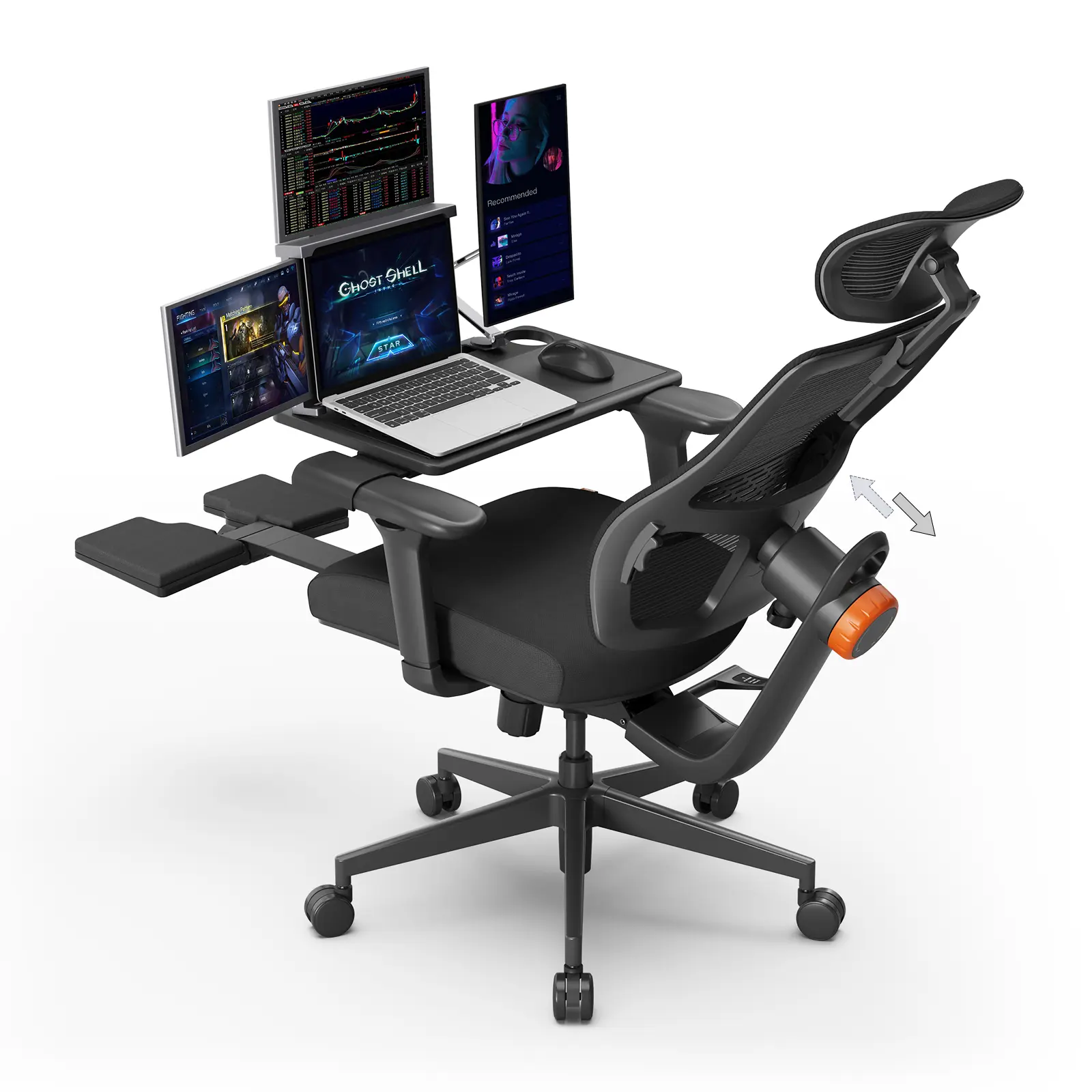 Newtral Ergonomic Chair & Desk Panel Combo: Adjustable Lumbar Support, 4D Armrests, Portable Tray for Home Office/Bed Work (Desk Panel Compatible Only with NEWTRAL Chairs)