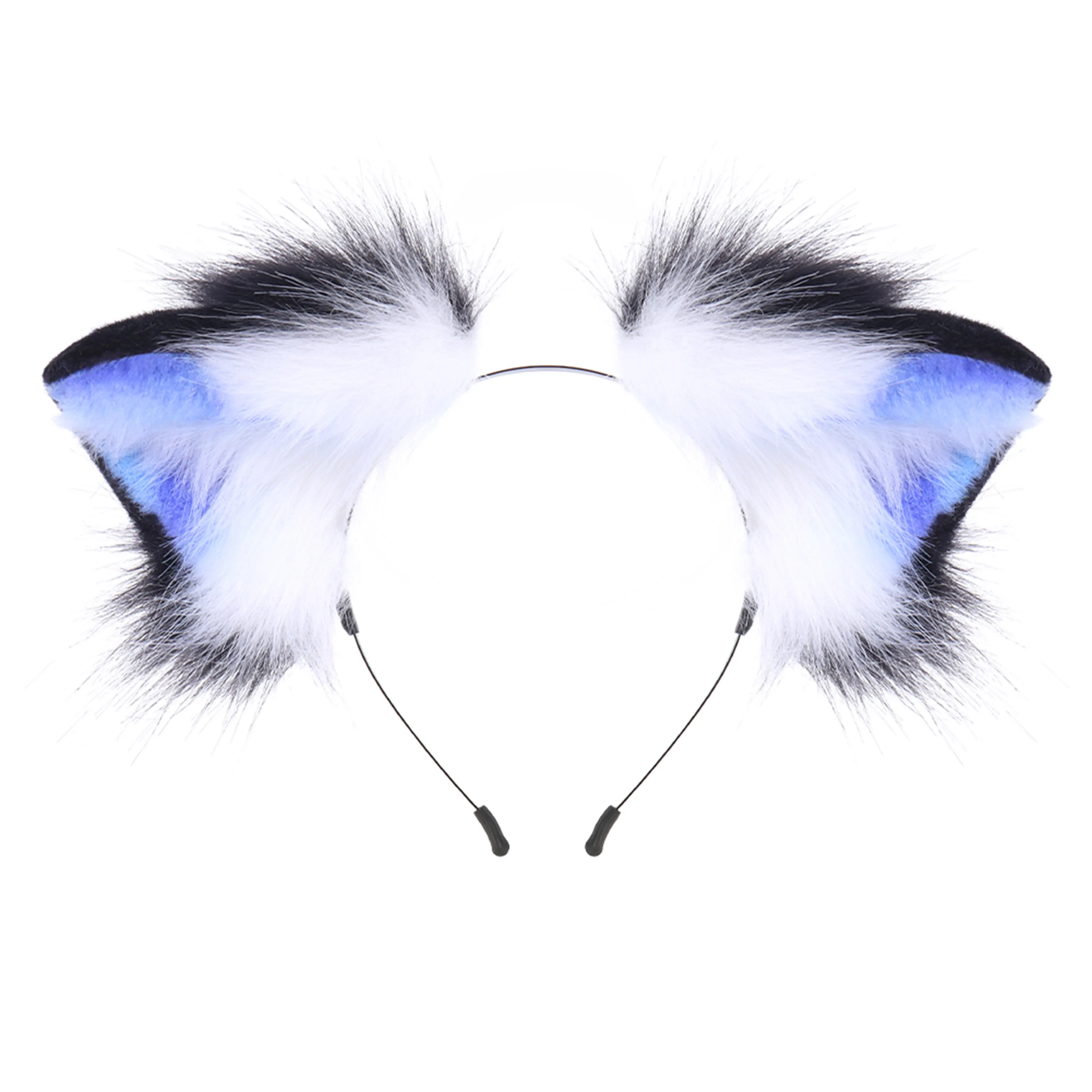 Plush Fox-Shaped Animal Ears Headband - Furry Blue Shedding-Free Plush Ears Adjustable Headband for Cosplay Fans