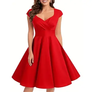 Women Short 1950s Retro Vintage Cocktail Party Swing Dresses