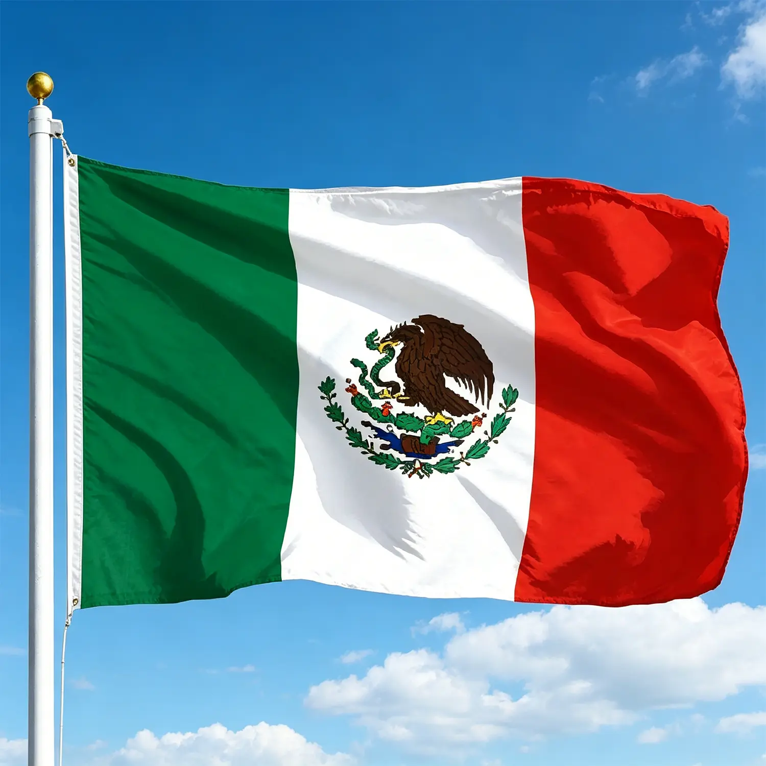 Mexican Flag - 3x5 ft Printed Polyester Festive Flag, Single-Sided Non-Embroidered Print for Home, Party Supplies, Backdrops & Banners