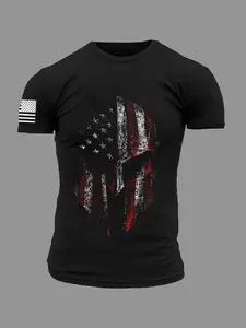 Viking American Spartan Patriotic American Flag, Graphic Men’s T-Shirt, Menswear, Fitted, casual style, trendy round-neck short-sleeved T-shirt, durable, comfortable, breathable. A perfect gift for him, suitable for summer wear.