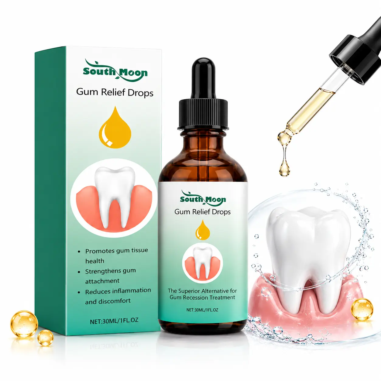 Gum Care Drops 30 mL, Botanical-Inspired Daily Oral Care Liquid with Eucalyptus Oil, Aloe Vera, Chlorophyll & Vitamin C, Precision Dropper for Home and Travel