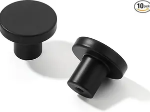 10 Pack Cabinet Knobs Black Kitchen Cabinet Knobs Round Dresser Drawer Knobs Matte Black Drawer Pulls Closet Door Knobs 1-1/5 Inch
