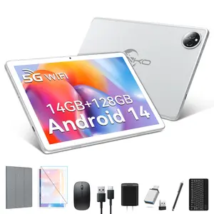 2025 Newest Android 14 Tablet 10 inch with 128GB Rom+14GB Ram+2TB Expand, 4G Cellular Tablets with Dual Sim Slot, 2 in 1 Tablet with Case/Keyboard/Mouse, 5G&2.4G Wifi, Octa-Core GPS 8000mAh tablet tablets
