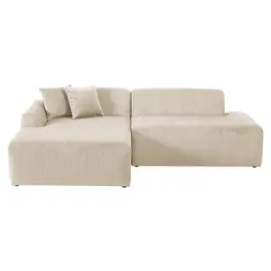 Dexter Cream Corduroy Sectional Left Facing Chaise