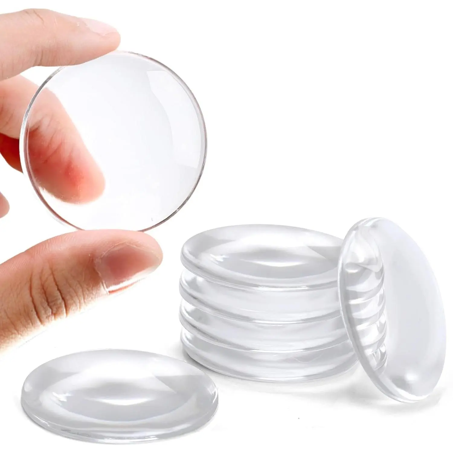 Door Stoppers for Wall,  6 count 2" No-Falling Door Knob Wall Protectors with  Adhesive, Quiet, Shock Absorbent  Wall Protectors from Door Knobs, Ideal for Home, Office, Clear