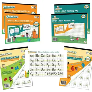 Channie's Workbook Set for Pre-Kindergarten - 3rd Grade Elementary School Students, 4 Handwriting Pads & 2 Math Practice Workbooks (6 Pack)