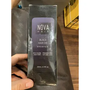 Nova Hair Instant Black Dye Shampoo, 200ml Gentle Hair Color Shampoo New Haircare Natural Look Cleanser Conditioner Cleansing