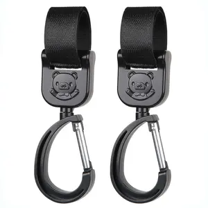 2pcs 360 Degree Rotating Hooks - Multifunctional Hooks, Suitable for Strollers, Diaper Bags, Handbags and Devices