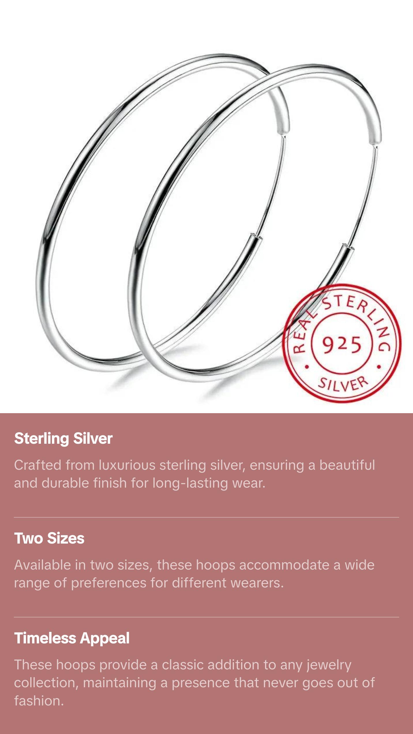 Sterling Silver Round Hoop Earring - Classic Design with Elegant Finish