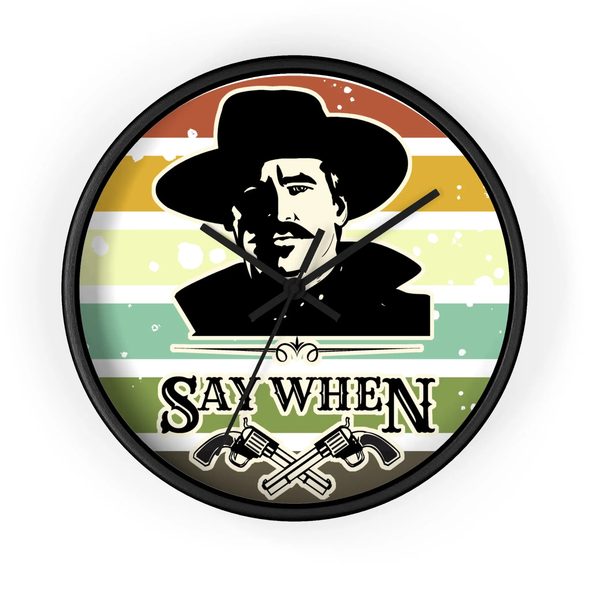 Vintage Western Wall Clock — “Say When” Cowboy Gunfighter Decor
