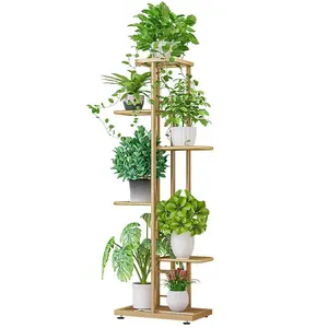Space-Saving 6-Tier Metal Plant Stand - Tall Corner Shelf Rack for 7 Potted Plants - Indoor Outdoor Tiered Display - Home, Patio & Garden Organizer