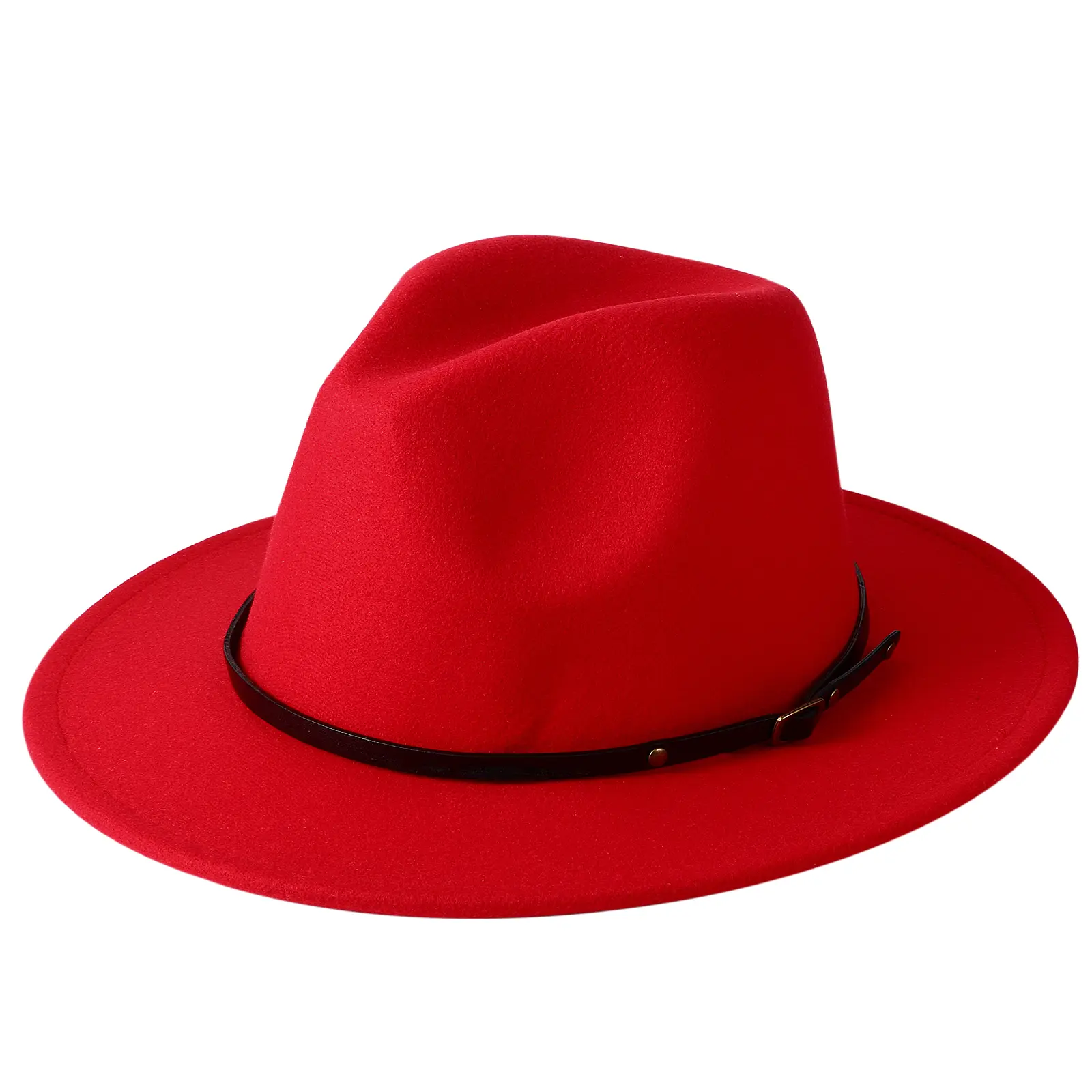 OIDEA Fedora Hat for Women Men Wide Brim Wool Felt Panama Hat with Belt Buckle Band Classic Roll Up Sun Jazz Cap, Fedora Hat Hats, Wide-Brim Western Hats
