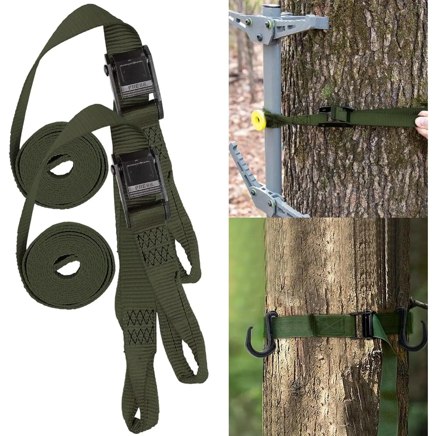 Tree Stand & Climbing Stick Replacement Straps, Heavy-Duty 6.5 ft Adjustable Nylon Webbing with Universal Fit, Supports 350 lb, Lightweight for Hunting & Hiking, Outdoor, Tree Climbing