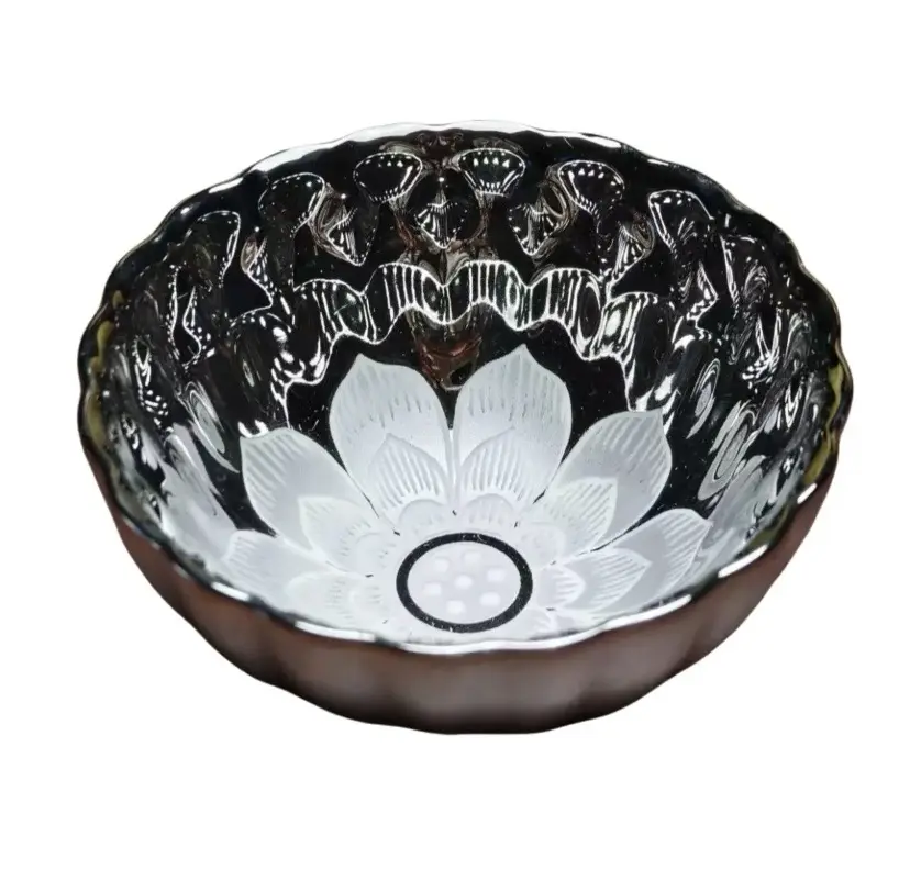Handcrafted Ruili Silver Lotus Ceramic Tea Cup - Jianzhan Ceramic Construction, Unique Authentic Design, Elegant Traditional Craftsmanship for Tea Lovers, Ceramic Tea Cups
