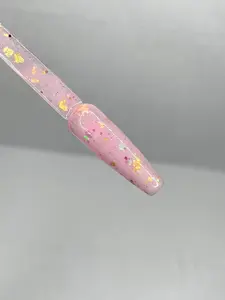 Pink Quartz Glitter Acrylic Nail Polish for Winter Manicure