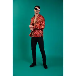 Ruben Long Sleeve Silk Shirt Red Jaguar Man