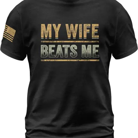 My Wife Beats Me Shirt, American Flag Husband and Wife Shirts, Husband Shirt for Men, Father's Day Gift