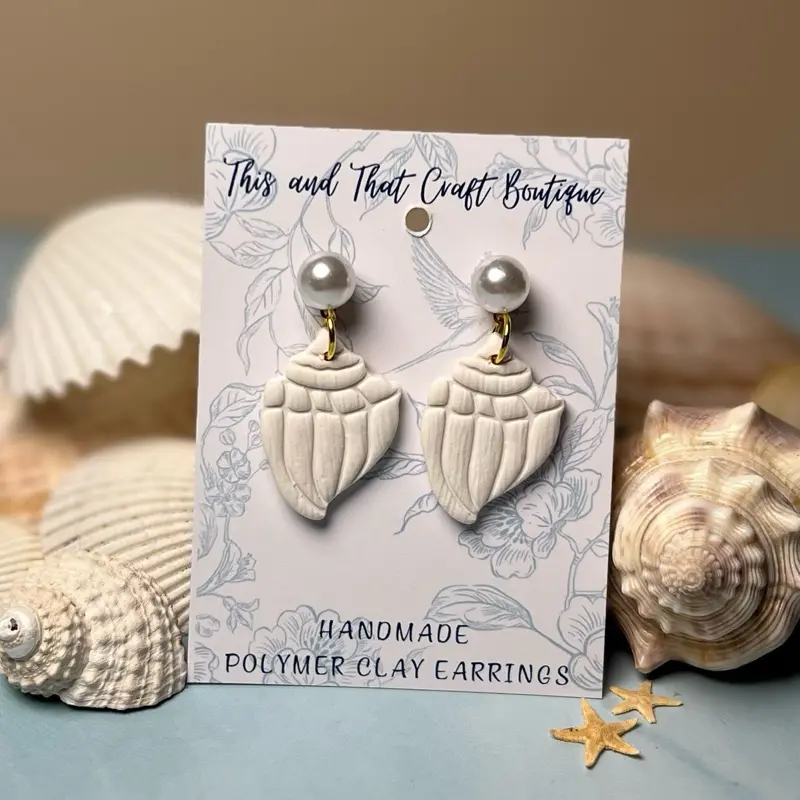 Seashell Polymer Clay Earrings