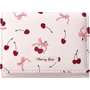 Girls Cute Cherry Print  Bow Wallet Small Wallet Card Holder ID Window for Women ()