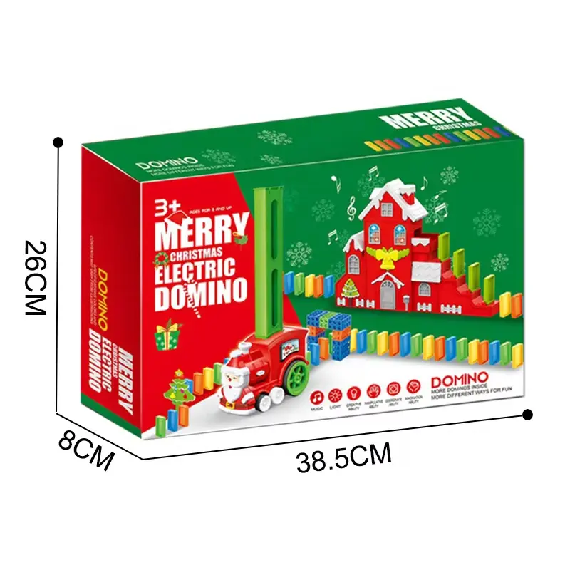 Christmas Toys Domino Train Domino Electric Christmas Domino Building Blocks Laying XMAS Children's Toys