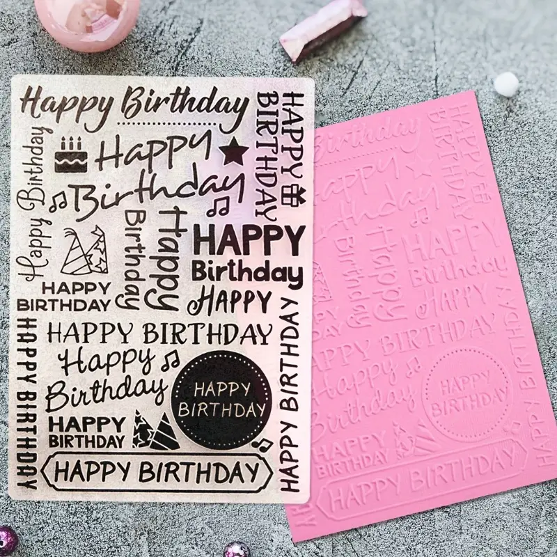 1pc Embossing Folder For Card Making, 5"x7" Happy Birthday Pattern Plastic Embossing Folder Machine Template Stencil For Scrapbook Paper Photo Album Craft DIY Decoration