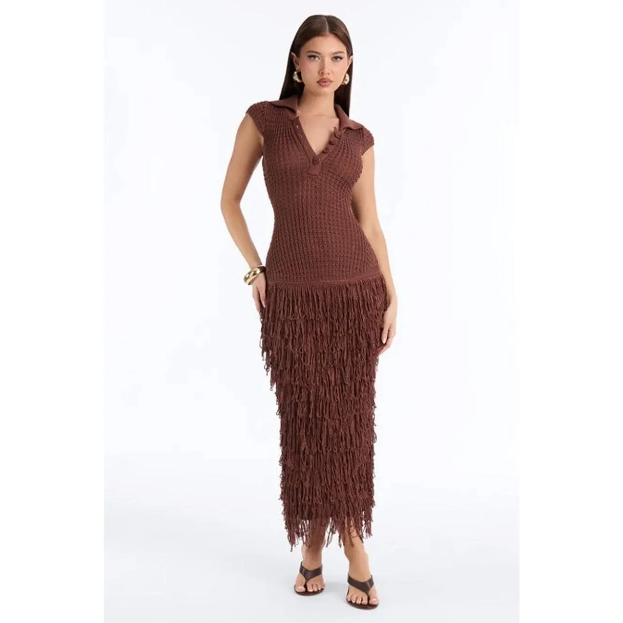 Catalina Crochet Maxi Dress - Chocolate X