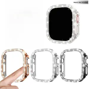 Rhinestone Watch Case 4-Pack for Apple Watch – Protective Cover Compatible with 40/41/44/45/49mm (Series 6/5/4/SE)