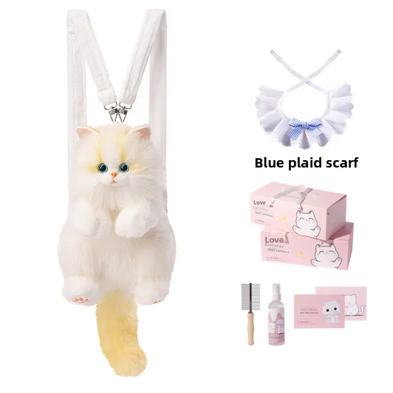 Cute Dun-dun (medium size) + blue checkered scarf