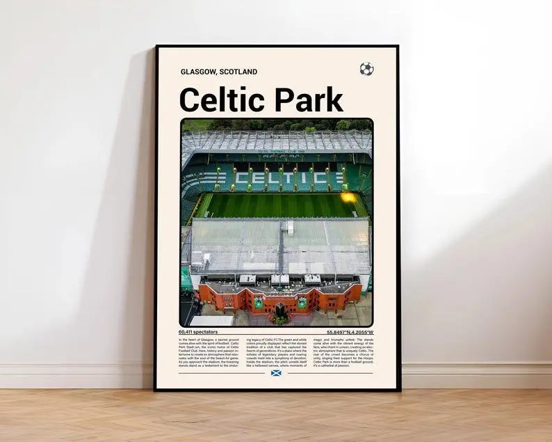 Celtic Park Poster, Football Print, Home Decor photo, Office Wall Gift,  Poster Print Unframed