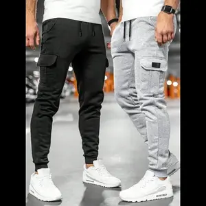 Men's Solid Patched Drawstring Waist Pants, Casual Comfy Pocket Jogger Trousers for Daily Wear, Men's Bottoms for All Seasons