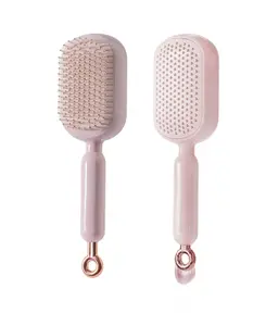 Self Cleaning Hair Brush, Easy Clean Detangling Brush, Airs Cushion Hair Brush Airbag Massage Combs with Retractable Bristles for Women Men Kids (Pink)