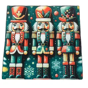 Christmas Nutcracker Sublimation Design Glass Cutting Board 8x8 for Kitchen - Chopping