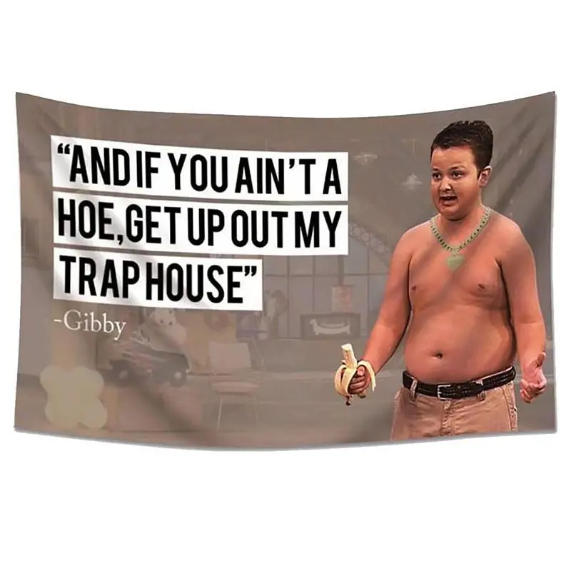 Funny Decorative Tapestry - "Gibyy and If You Ain't a Hoe Get Up Out My Trap House" 3x5ft Wall Hanging Flag, Living Room & Bedroom Decor Aesthetic, Bedroom Dorm Decor for Man Cave Home Supplies Banner, Funny Tapestry