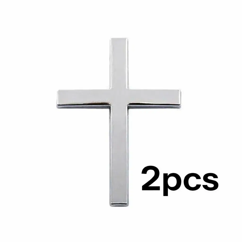 Symbol 2pcs Metallic Alloy Cross Car Emblem Stickers - Adhesive Back, Waterproof, Durable, Universal for Cars, Motorcycles, E-Bikes Exterior Door Decoration Badges Tail Logos, Alloy Metal