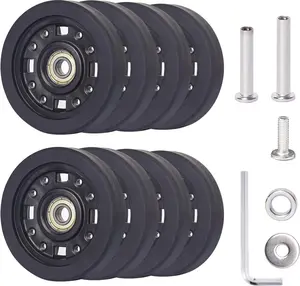 Luggage Wheels Replacement 55 * 11mm, Swivel Caster Wheels Bearing Repair Kits Double Luggage Wheels Rubber Suitcase 8 count with Precision Bearing for Replacement Travel Suitcase Caster
