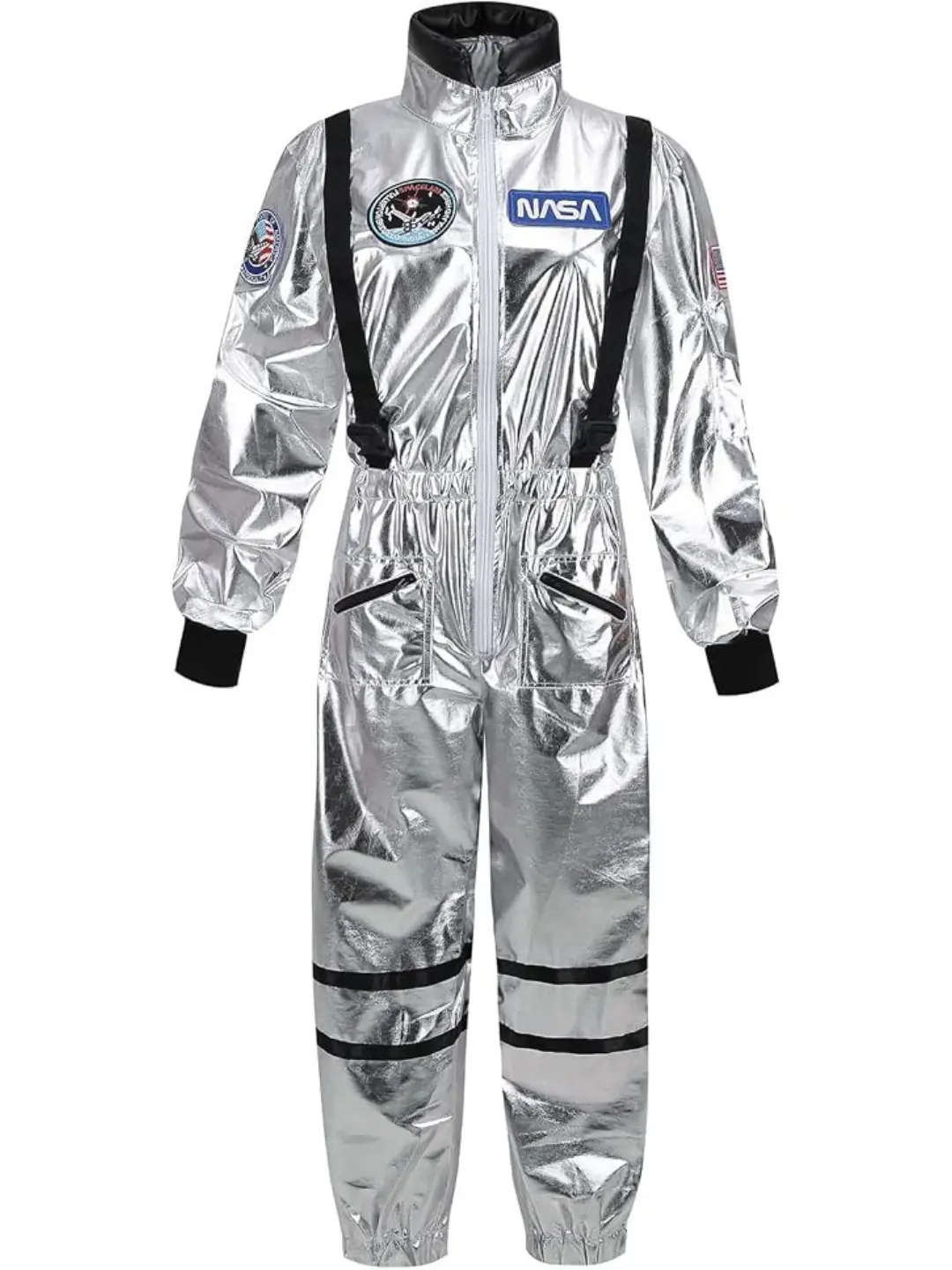 Women's Astronaut Costume Adult Shiny Space Suit Halloween Spaceman Costume