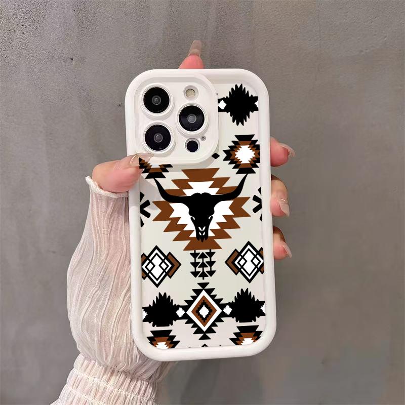 Western style long horn design Phone case for iPhone Samsung Galaxy cases 16Pro Max 16 14 13 12 11 XR XS Plus E S25 S24 S22 S23  Advanced fashion gift Full Body Protection Shockproof TPU Soft Silicone Cover