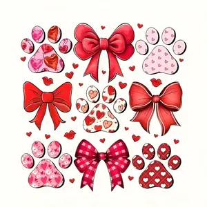 6pcs Set of Cute Bow and Heart-Themed Vinyl Iron-On Patches - Washable, High-Definition Heat Press Decals, Suitable for T-Shirts, Bags, Pillows, Denim - Colorful DIY Fashion Decals, Embellishment, Decoration