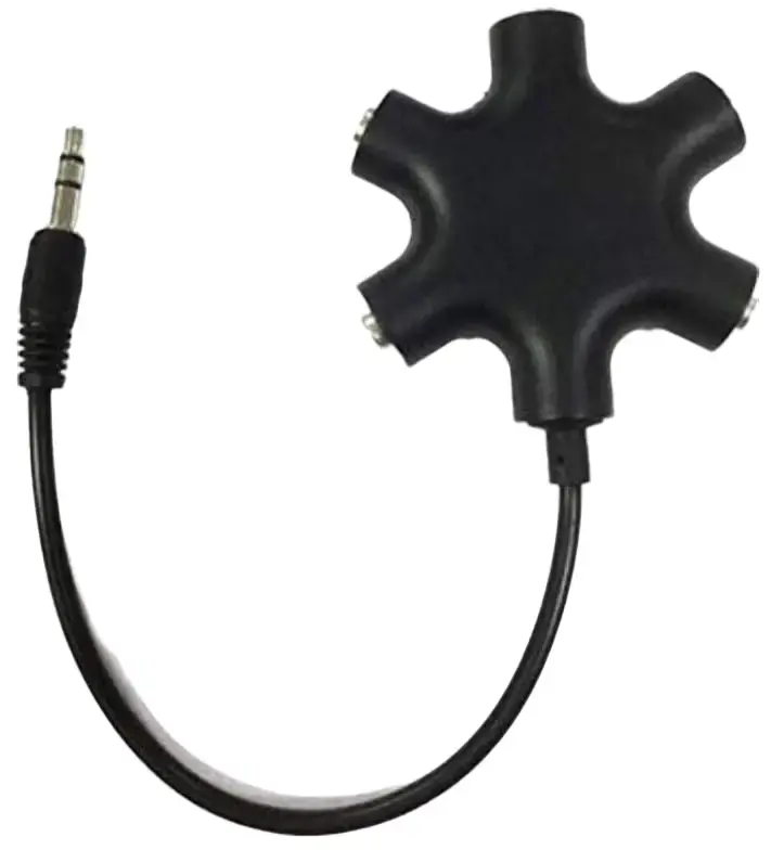5-Port 3.5mm Headphone Splitter, 5-Way Stereo Audio Adapter, Male to 5 Female AUX Ports, Multi-Headphone Splitter