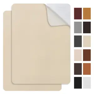 2 count 8 * 11 Inch Leather Repair Patches, Self Adhesive Leather Patches for Couch, Furniture, Chair,  Seat(Beige)