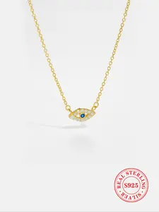 S925 Sterling Silver Eye Design Pendant Necklace, Fashion Jewelry for Party, Daily Clothing Decor, Trendy All-match & Exquisite Jewelry for Birthday Gift