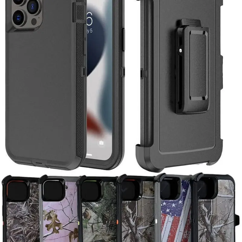 Rugged Defender Case For Apple iPhone 12 / 12 Pro / 12 Pro Max / Shockproof Heavyduty Protection cover With Belt Clip Phonecase Protector Protective Casing